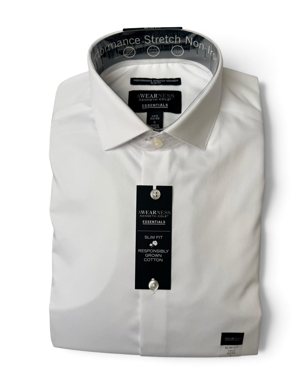 NWT Kenneth Cole White Slim Fit Dress Shirt 14.5 32/33